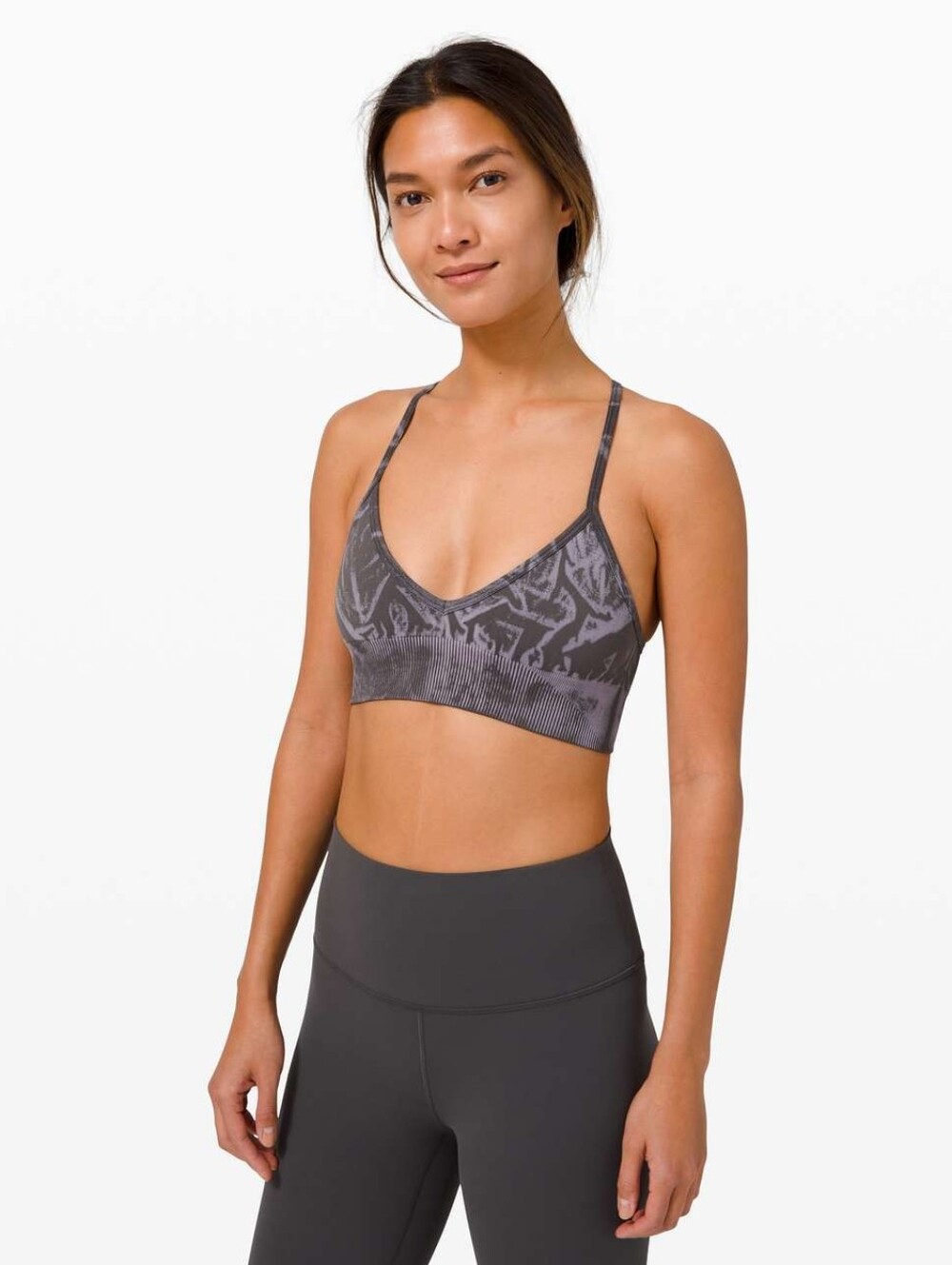Lululemon Ebb To Street Seamless Athletic Bra in Wash Stone Wash Graphite Grey 6